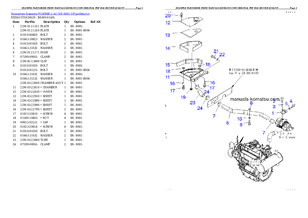 PC40MR-2-AC S/N 8001-UP Partsbook