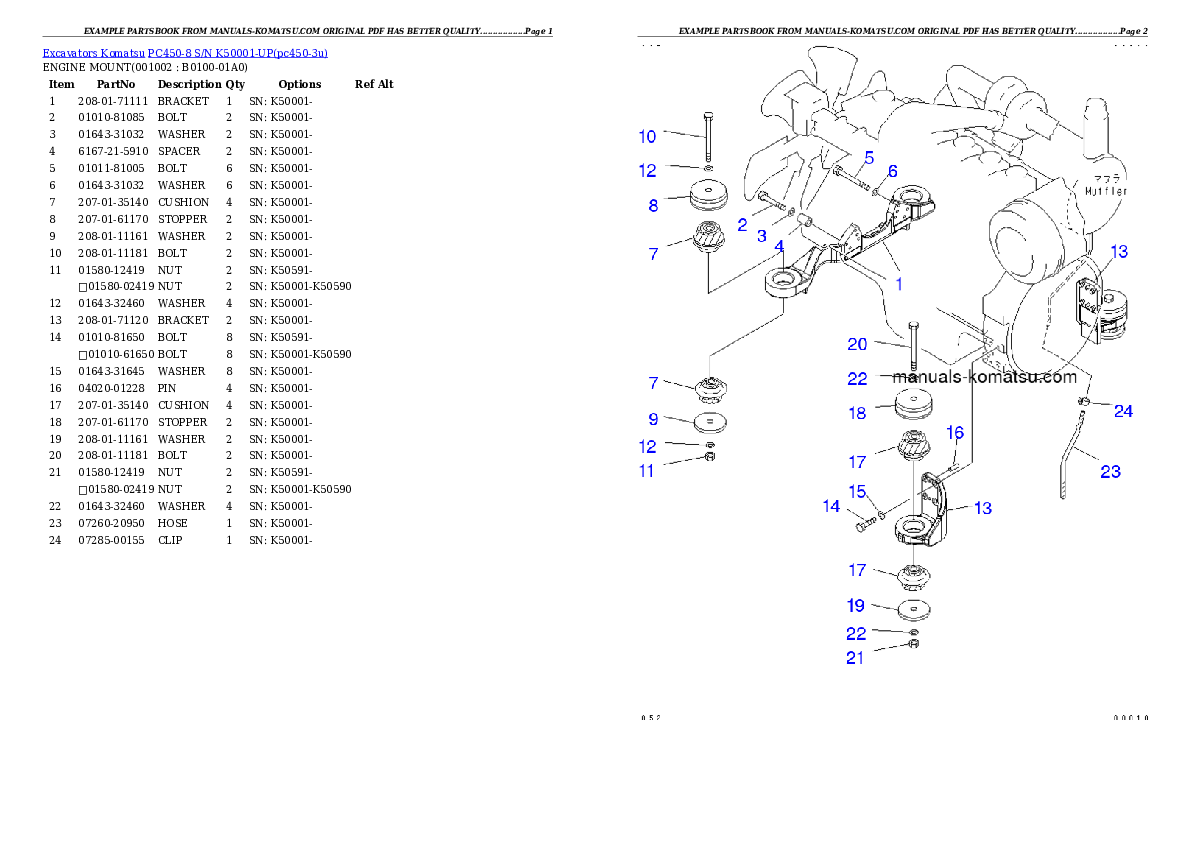 PC450-8 S/N K50001-UP Partsbook