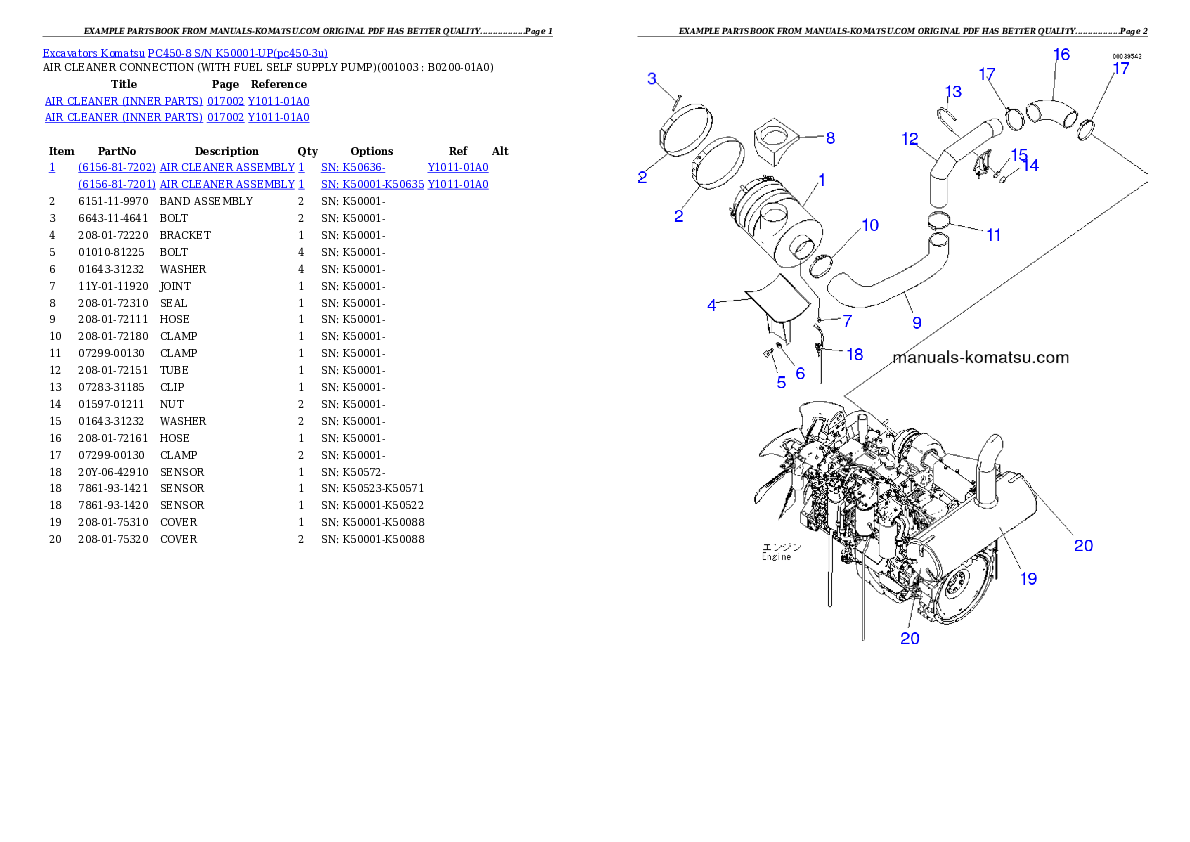 PC450-8 S/N K50001-UP Partsbook