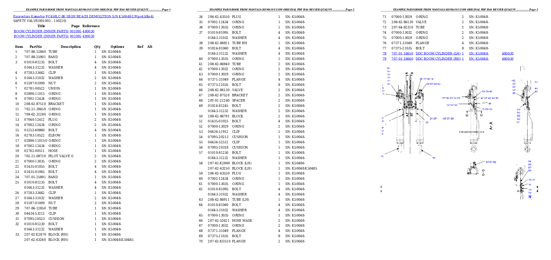 PC450LC-8K HIGH REACH DEMOLITION S/N K50048-UP Partsbook