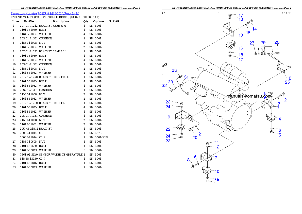 PC45R-8 S/N 5001-UP Partsbook