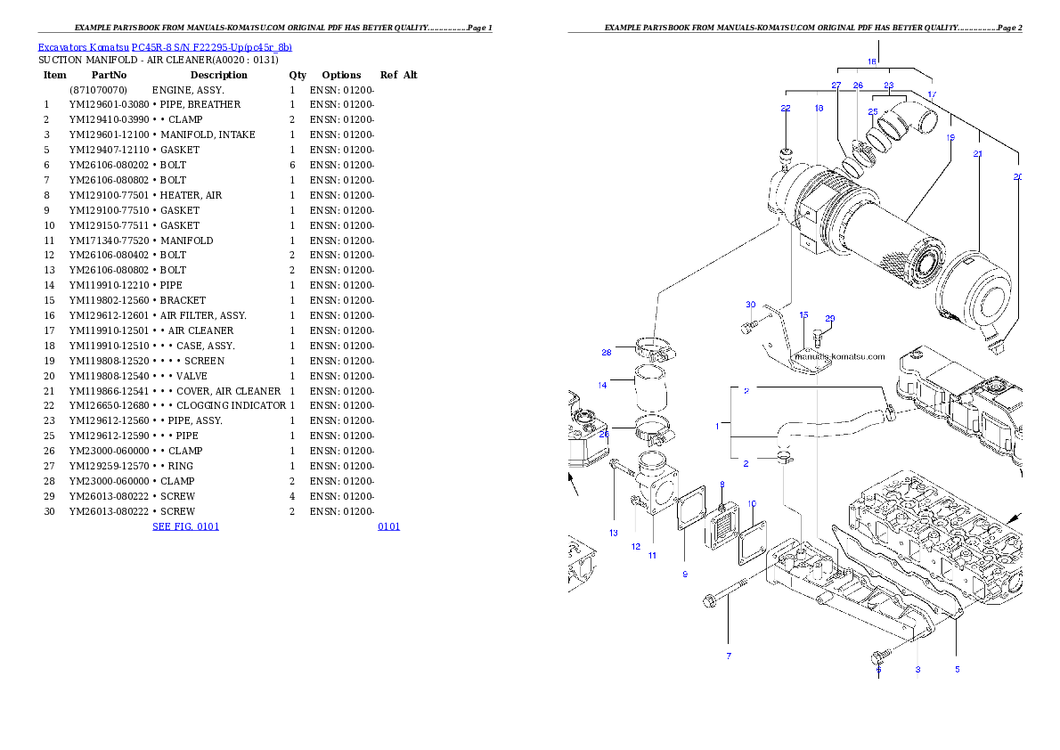 PC45R-8 S/N F22295-Up Partsbook