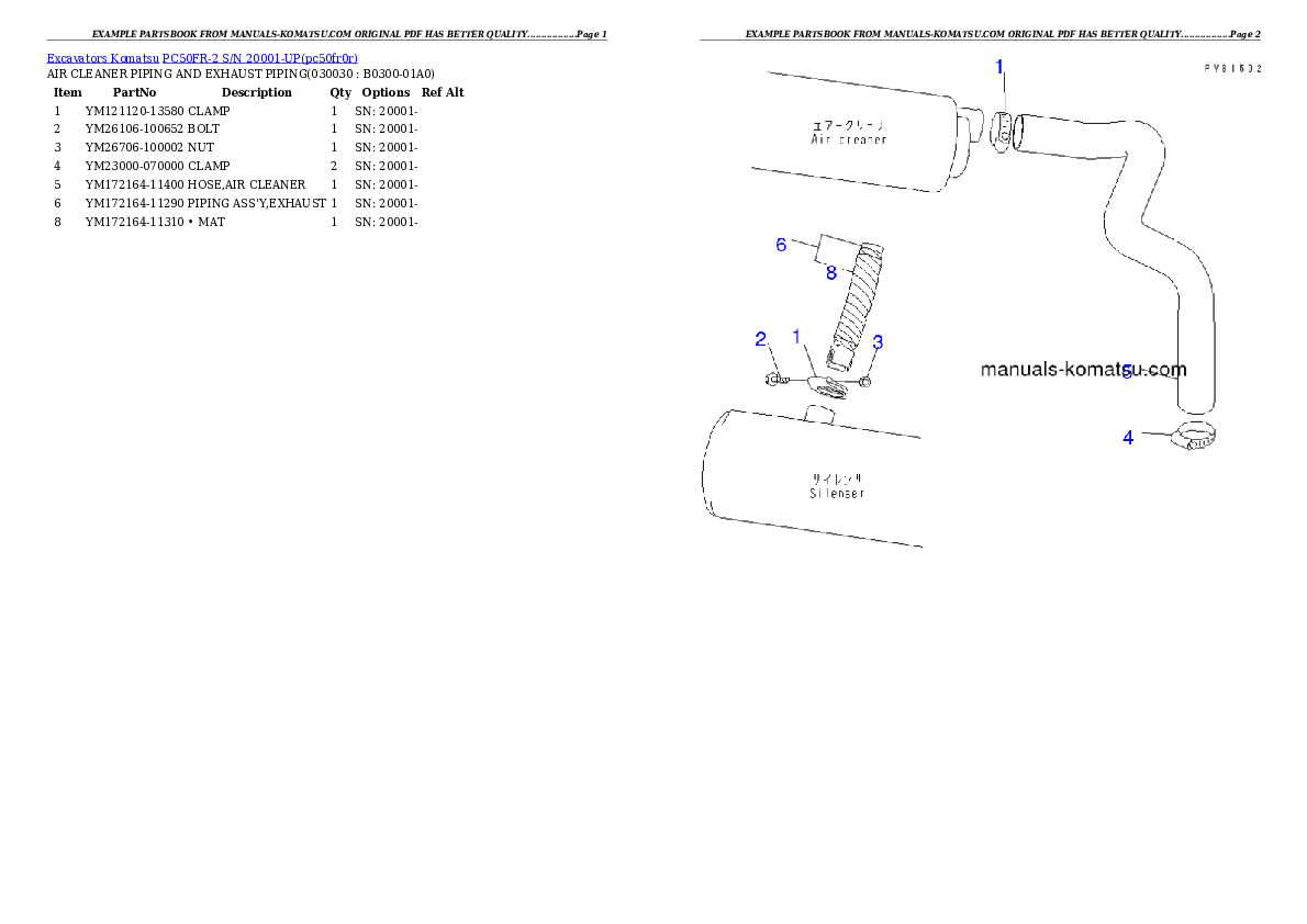 PC50FR-2 S/N 20001-UP Partsbook