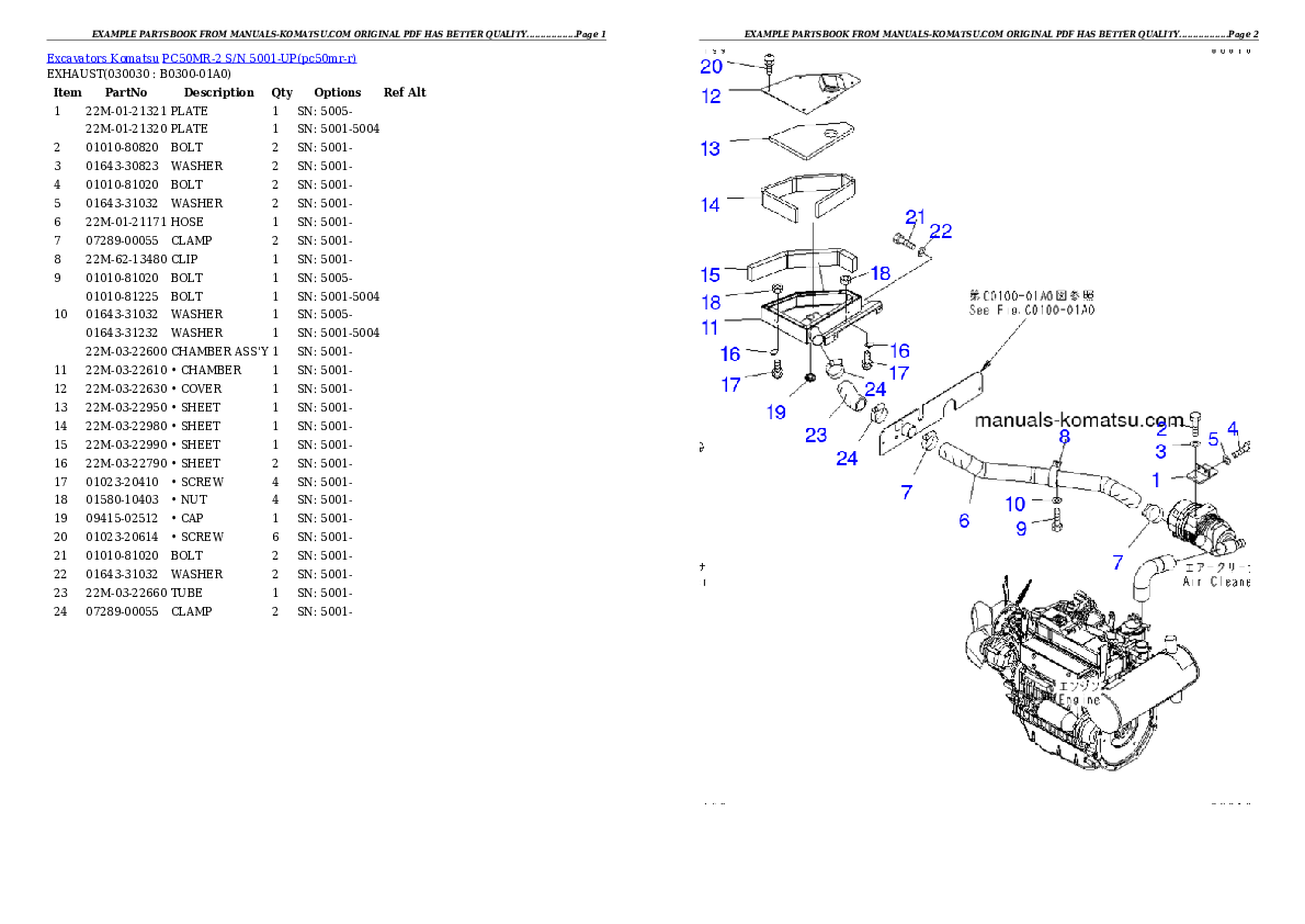 PC50MR-2 S/N 5001-UP Partsbook