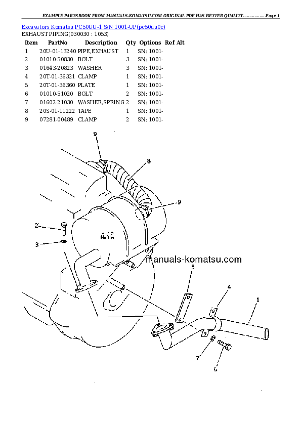 PC50UU-1 S/N 1001-UP Partsbook