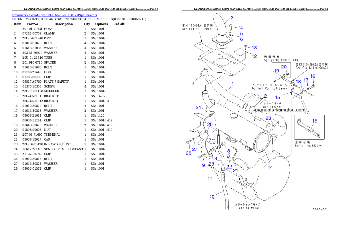 PC50UUM-2 S/N 1001-UP Partsbook