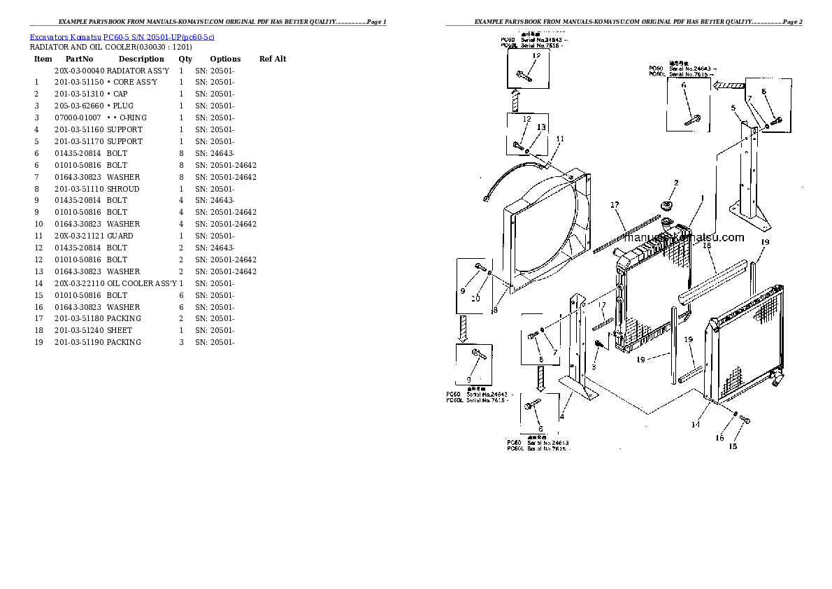 PC60-5 S/N 20501-UP Partsbook