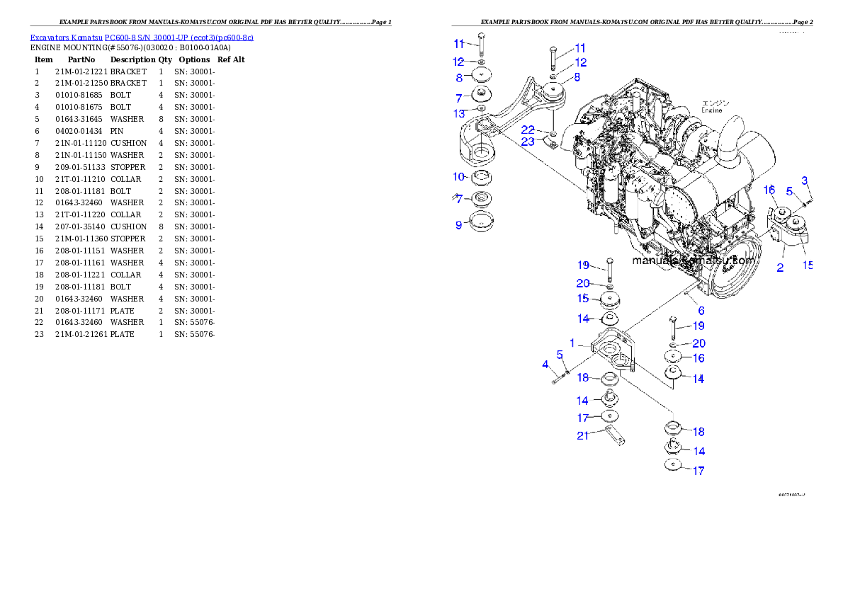 PC600-8 S/N 30001-UP (ecot3) Partsbook