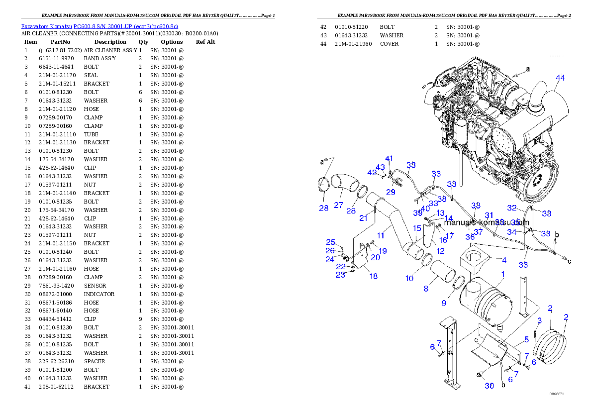 PC600-8 S/N 30001-UP (ecot3) Partsbook