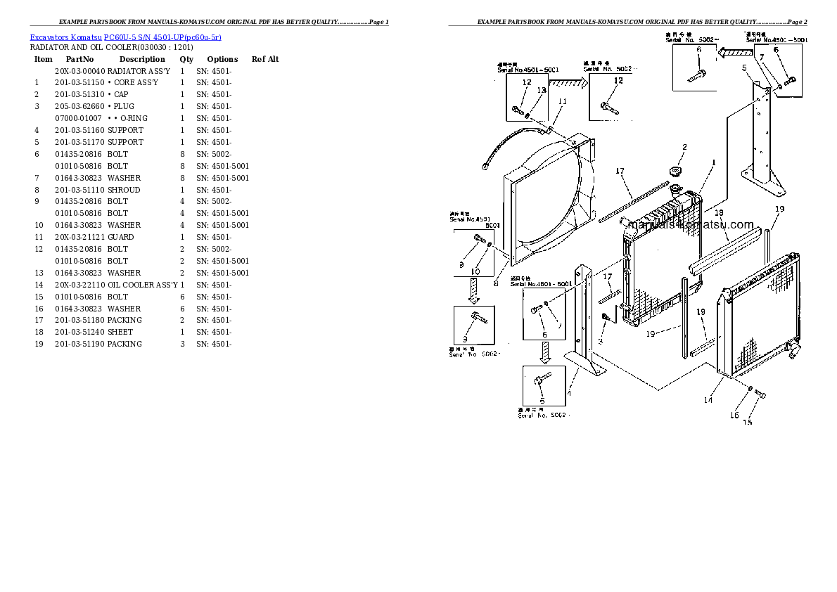 PC60U-5 S/N 4501-UP Partsbook