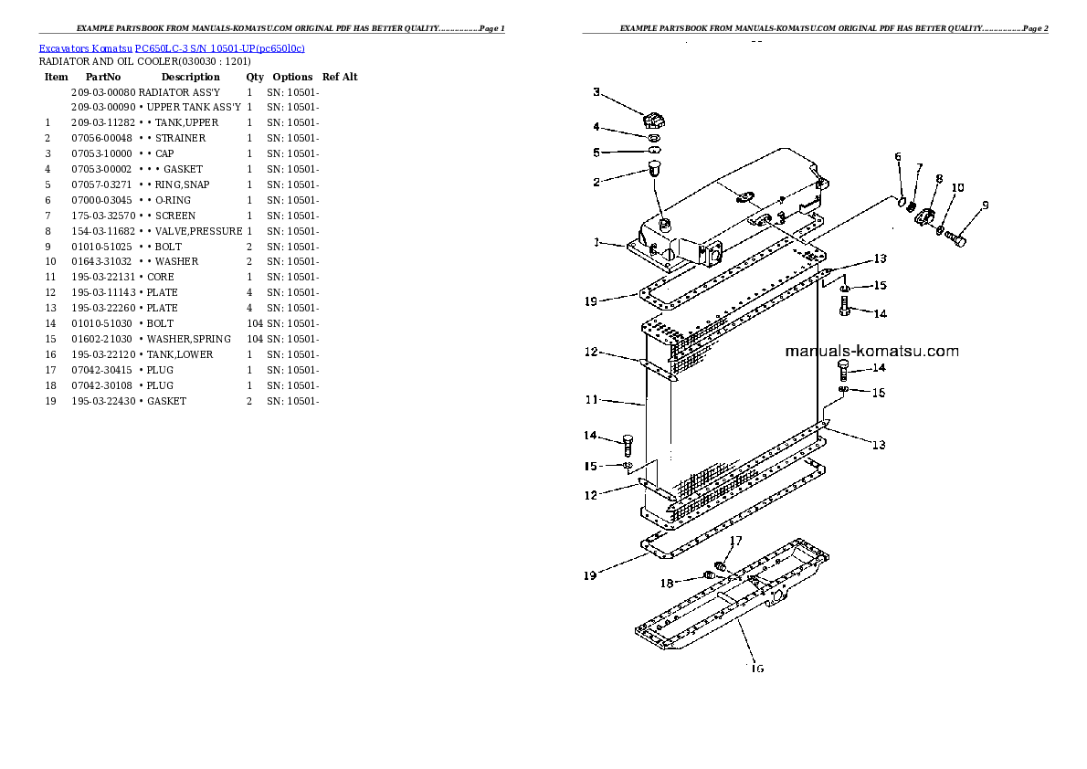 PC650LC-3 S/N 10501-UP Partsbook