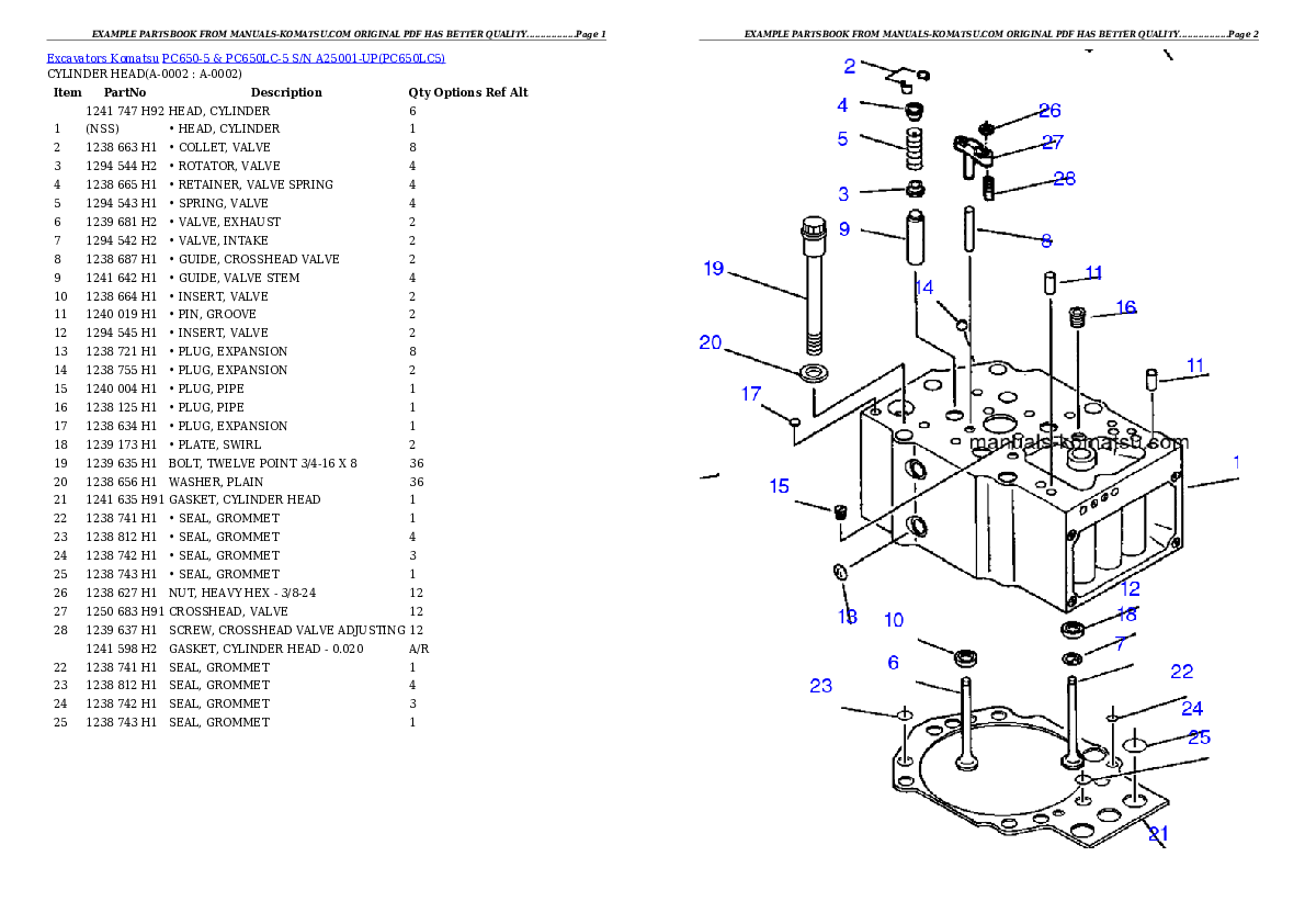 PC650-5 & PC650LC-5 S/N A25001-UP Partsbook