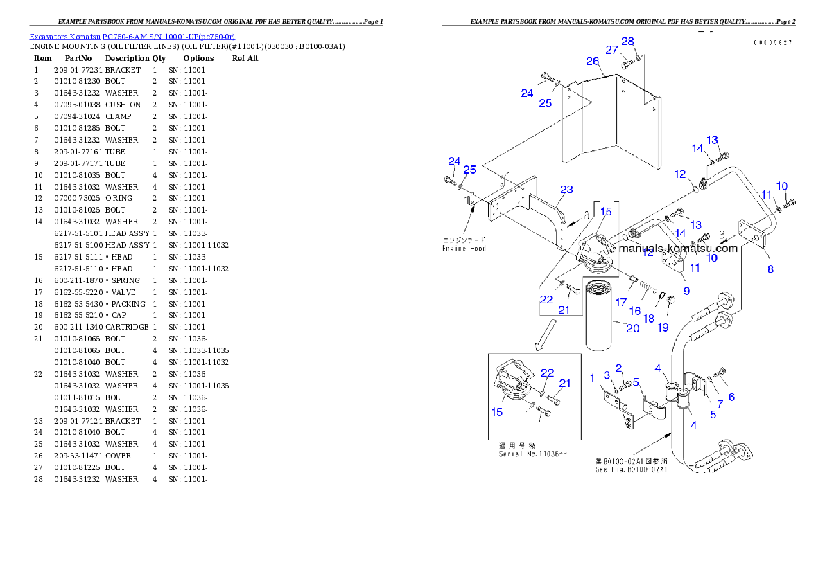 PC750-6-AM S/N 10001-UP Partsbook