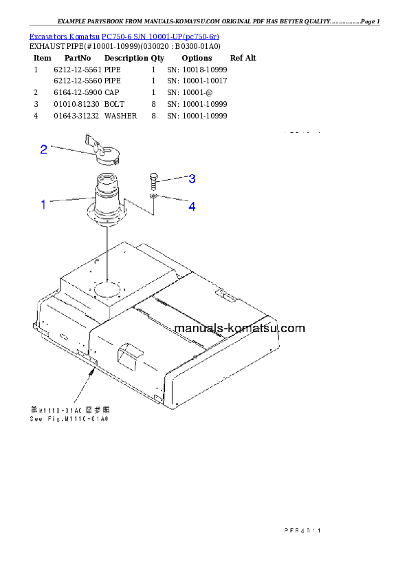 PC750-6 S/N 10001-UP Partsbook