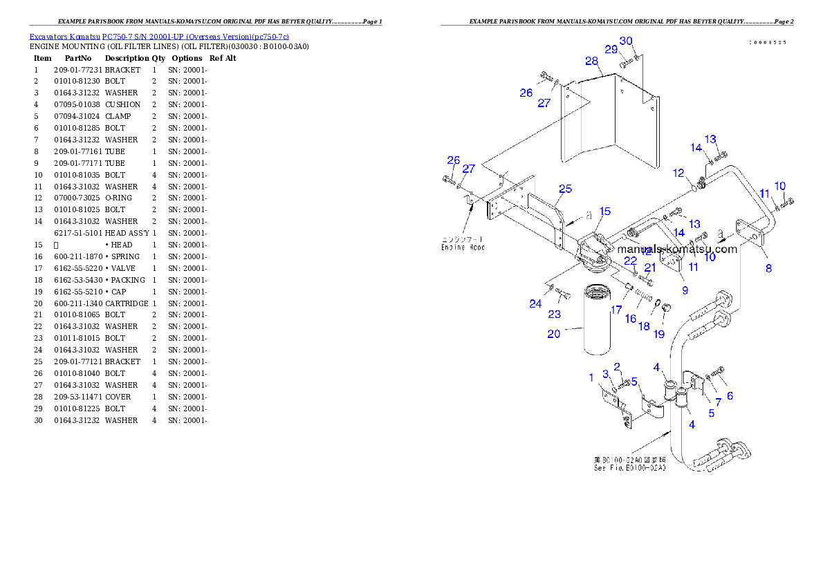 PC750-7 S/N 20001-UP (Overseas Version) Partsbook