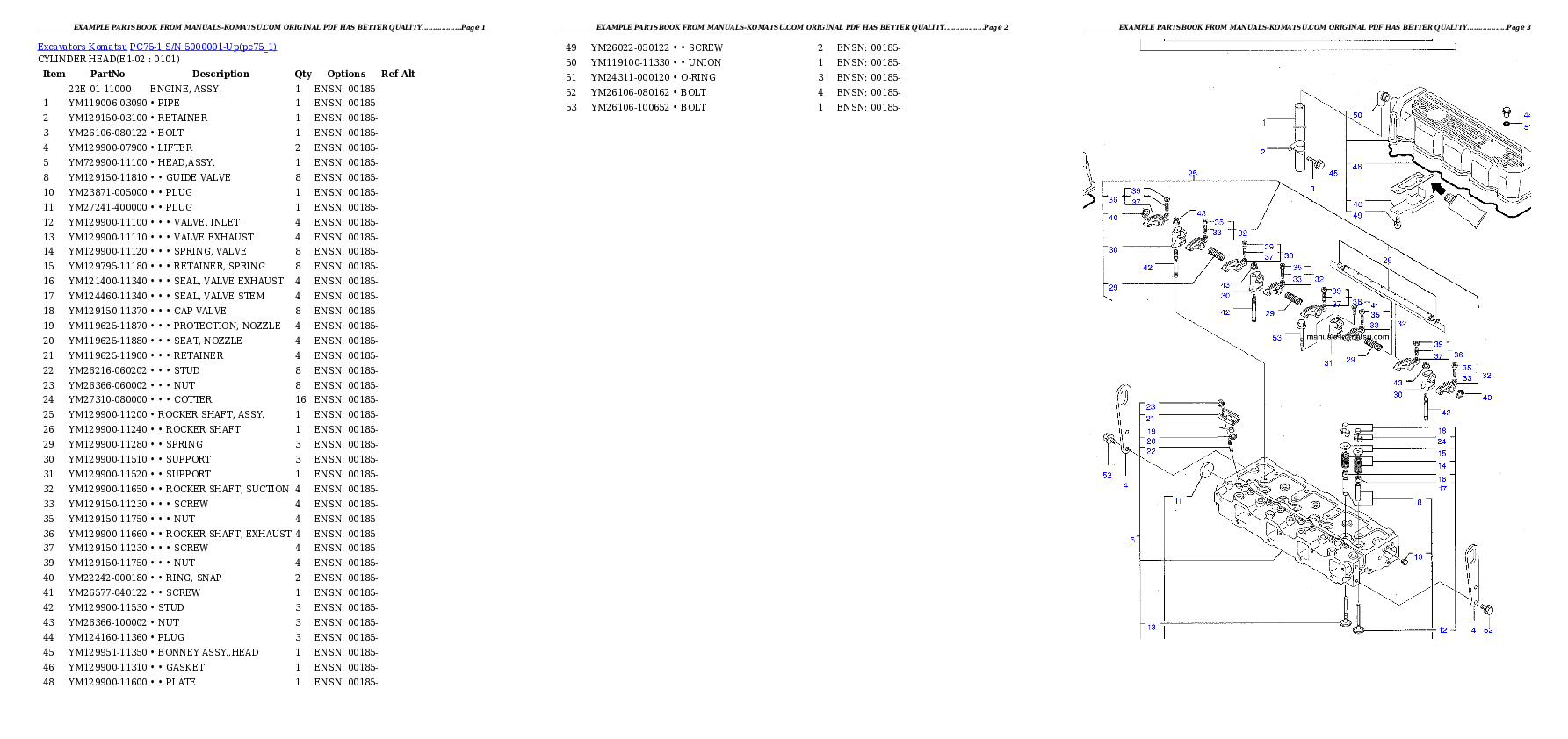 PC75-1 S/N 5000001-Up Partsbook