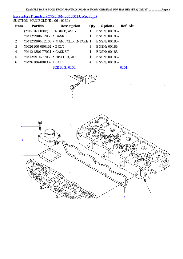 PC75-1 S/N 5000001-Up Partsbook