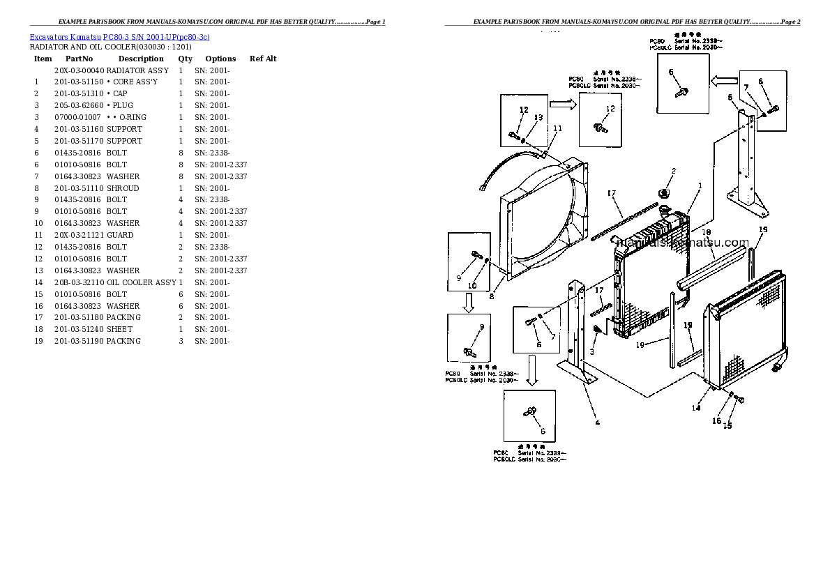 PC80-3 S/N 2001-UP Partsbook