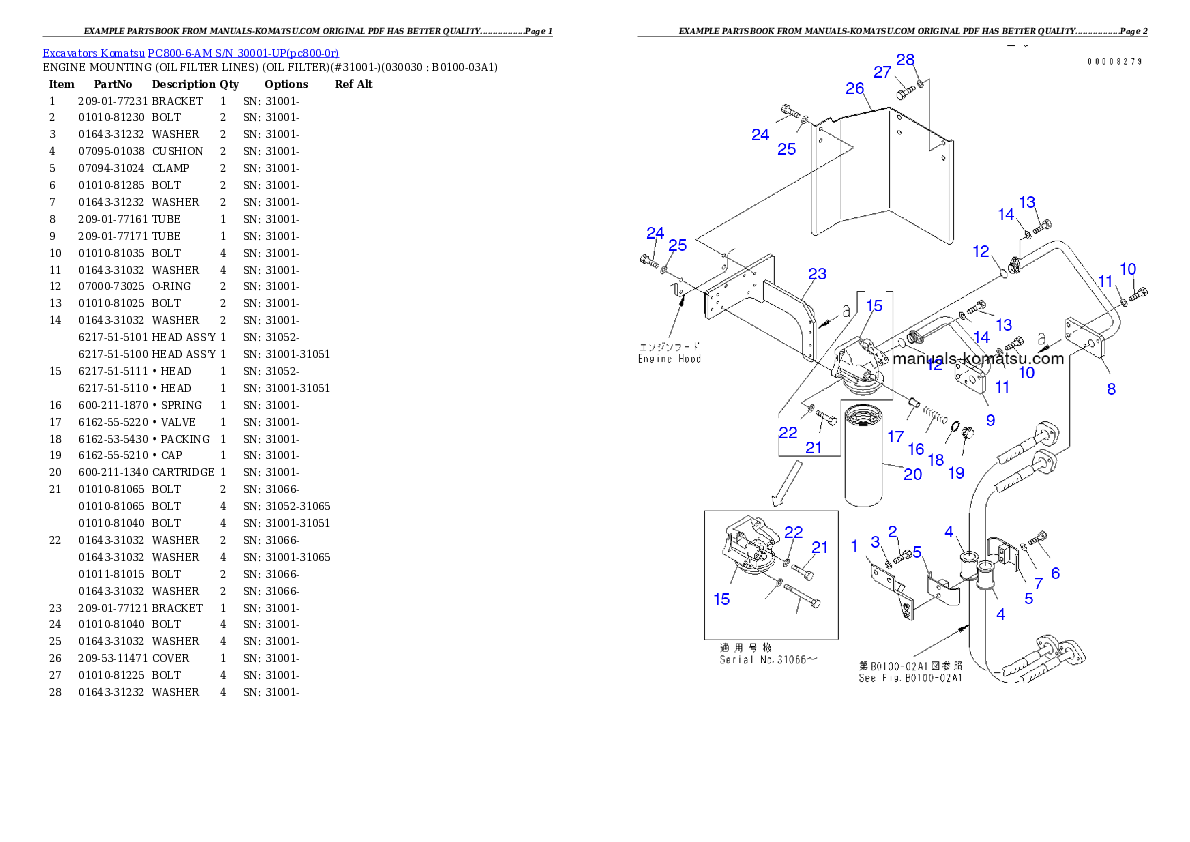 PC800-6-AM S/N 30001-UP Partsbook