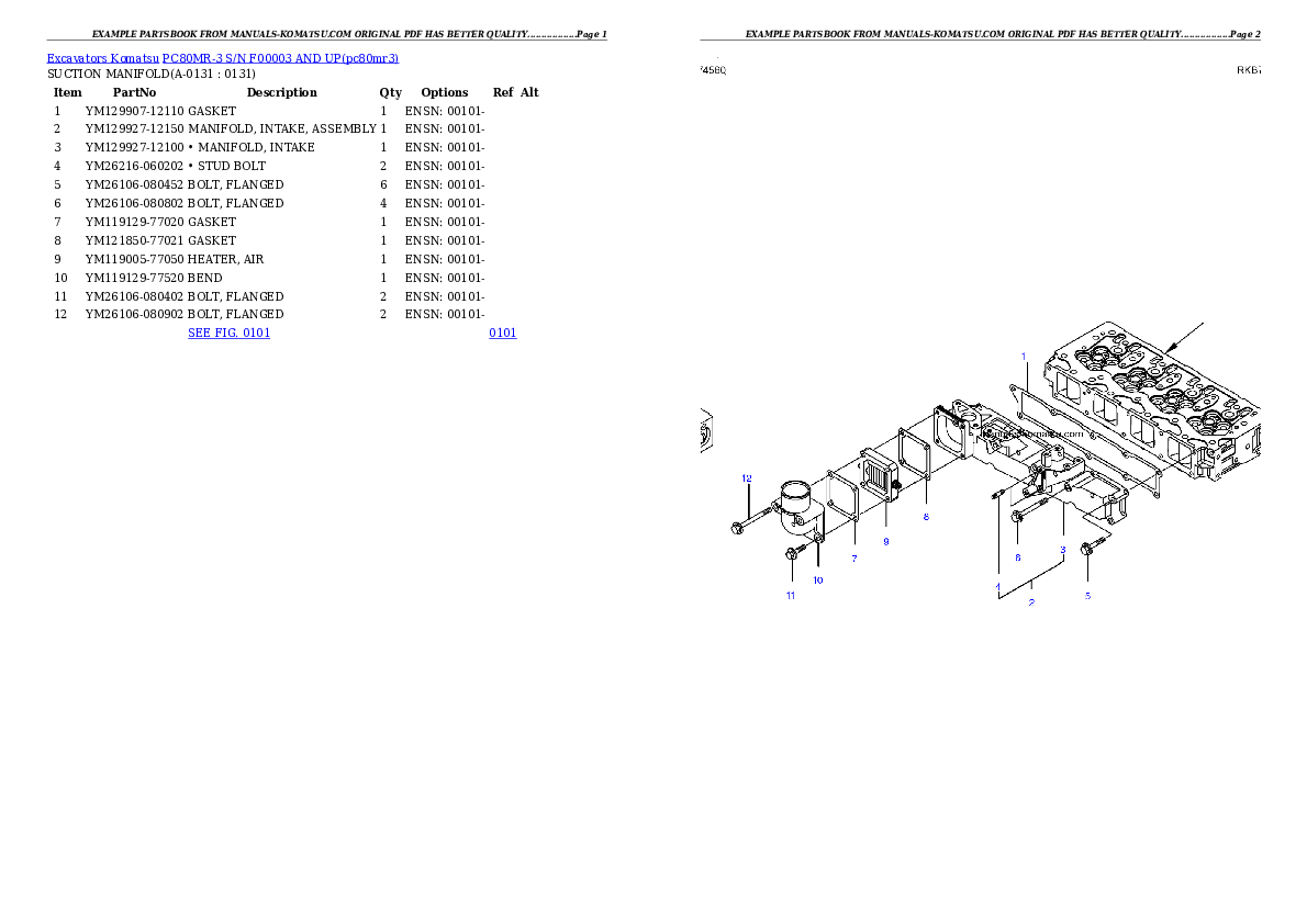 PC80MR-3 S/N F00003 AND UP Partsbook