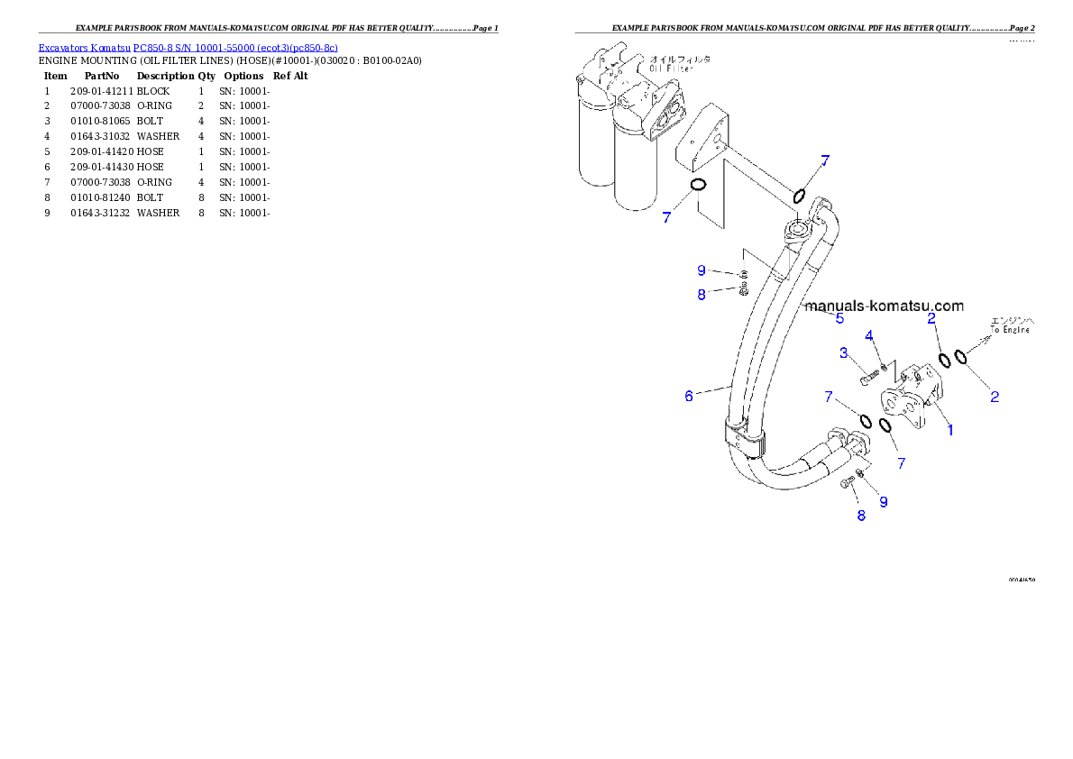 PC850-8 S/N 10001-55000 (ecot3) Partsbook