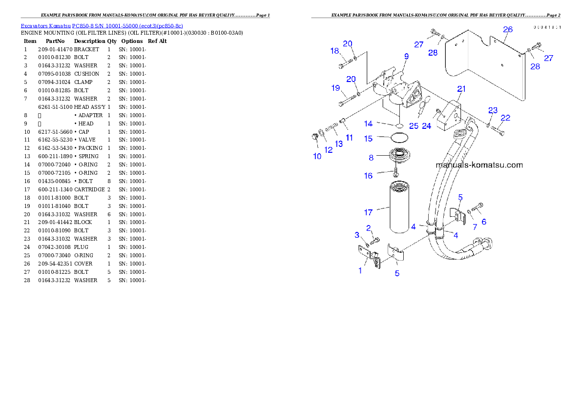 PC850-8 S/N 10001-55000 (ecot3) Partsbook