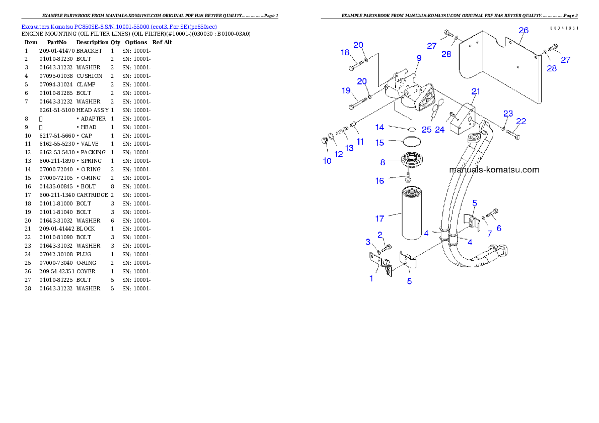 PC850SE-8 S/N 10001-55000 (ecot3, For SE) Partsbook