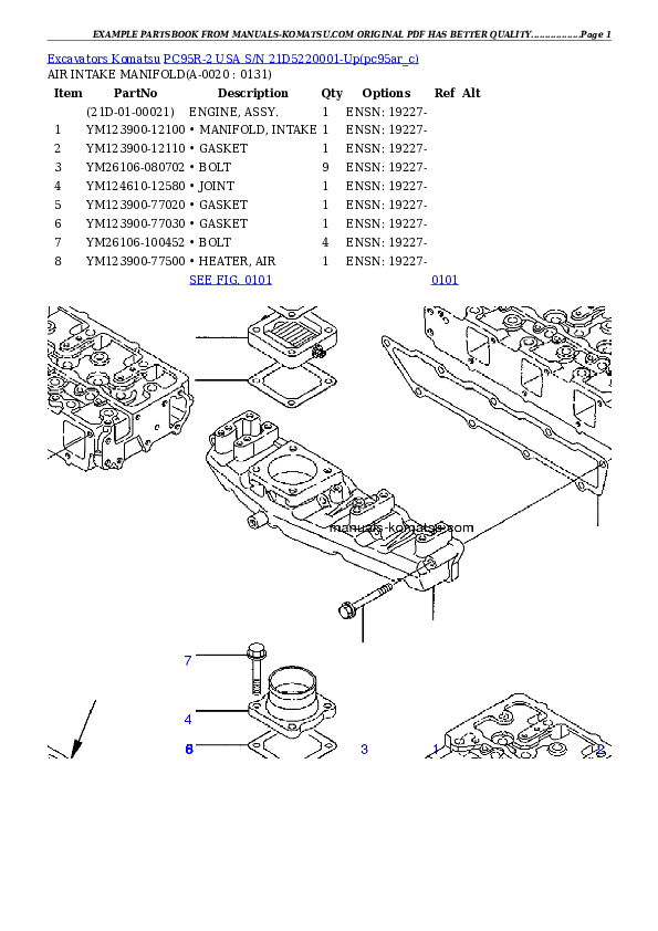 PC95R-2 USA S/N 21D5220001-Up Partsbook