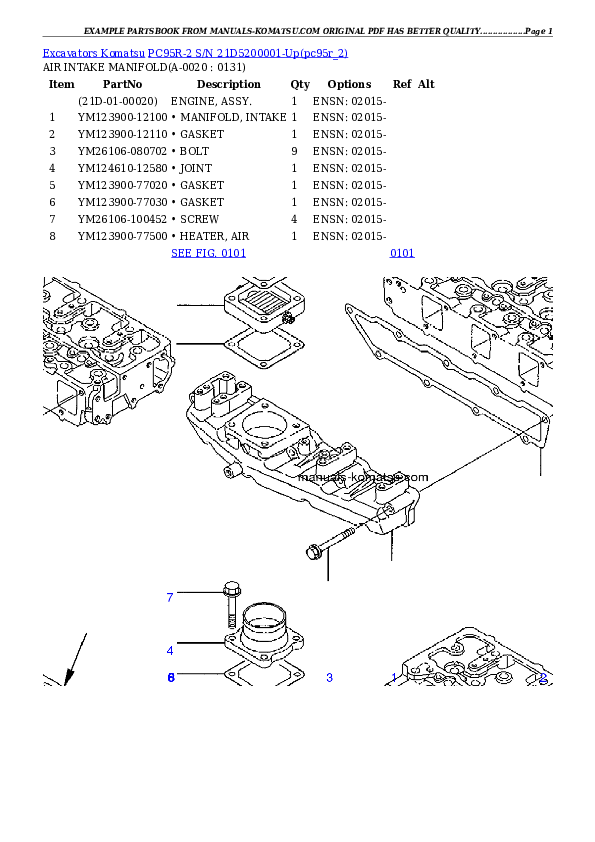 PC95R-2 S/N 21D5200001-Up Partsbook