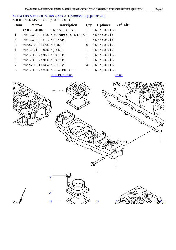 PC95R-2 S/N 21D5200330-Up Partsbook