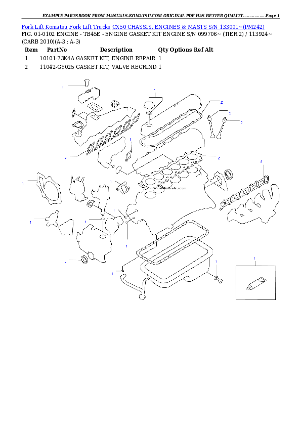 CX50 CHASSIS, ENGINES & MASTS S/N 133001~ Partsbook