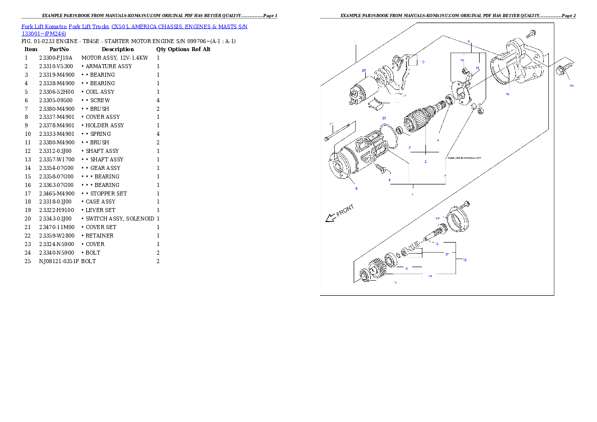 CX50 L.AMERICA CHASSIS, ENGINES & MASTS S/N 133001~ Partsbook