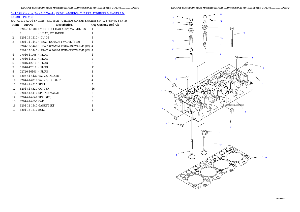 CX50 L.AMERICA CHASSIS, ENGINES & MASTS S/N 133001~ Partsbook