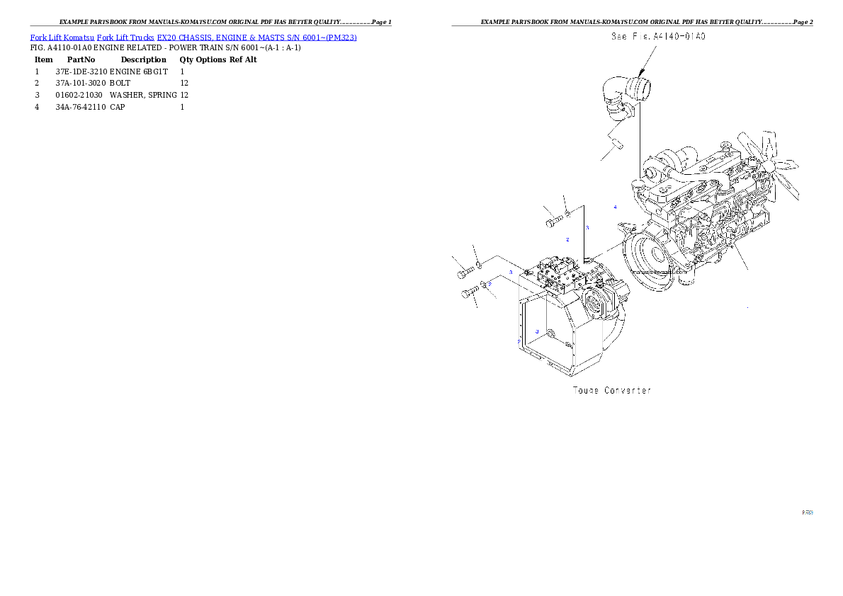 EX20 CHASSIS, ENGINE & MASTS S/N 6001~ Partsbook