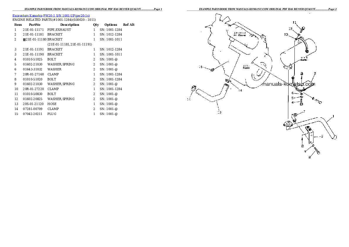 PW20-1 S/N 1001-UP Partsbook