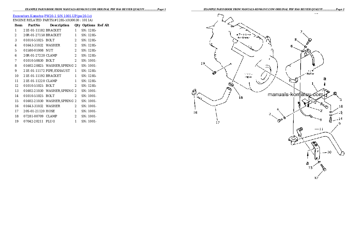 PW20-1 S/N 1001-UP Partsbook