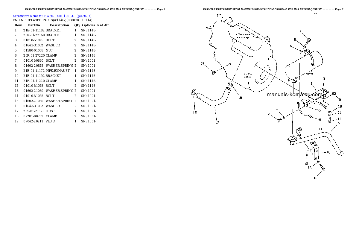 PW30-1 S/N 1001-UP Partsbook