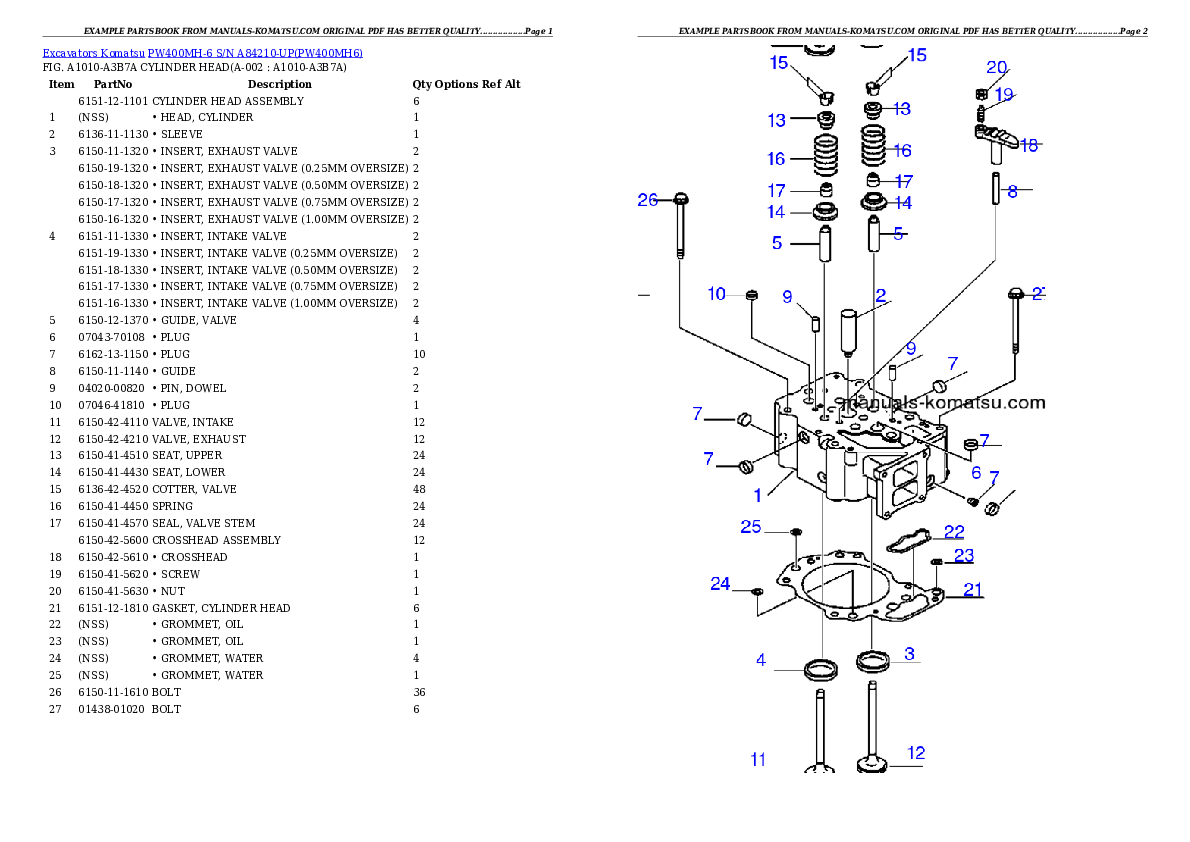 PW400MH-6 S/N A84210-UP Partsbook