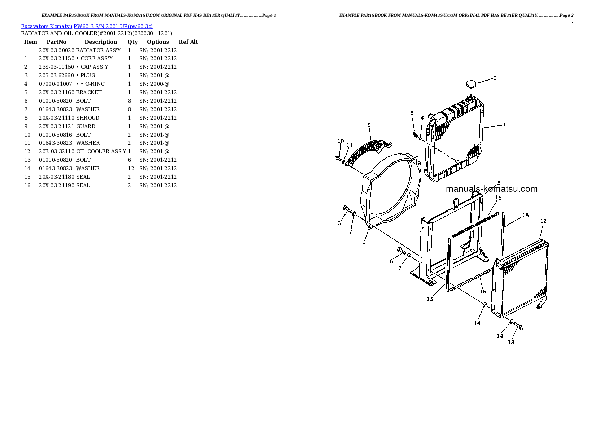 PW60-3 S/N 2001-UP Partsbook