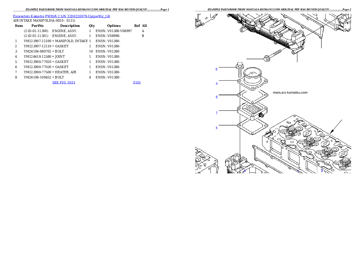 PW95R-2 S/N 21D0220079-Up Partsbook