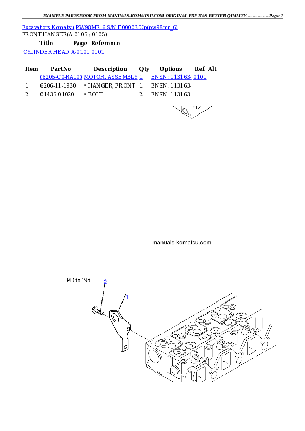 PW98MR-6 S/N F00003-Up Partsbook