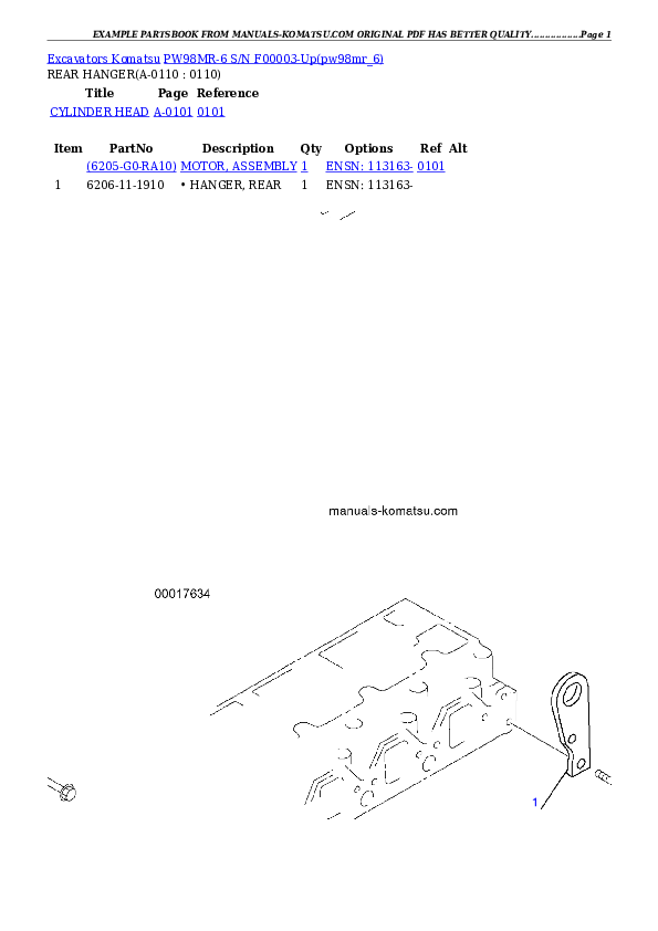 PW98MR-6 S/N F00003-Up Partsbook