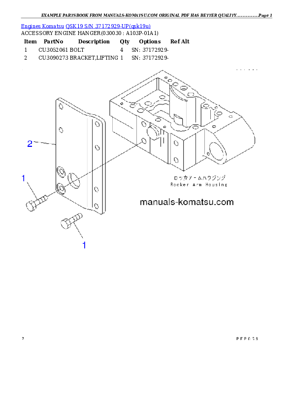 QSK19 S/N 37172929-UP Partsbook