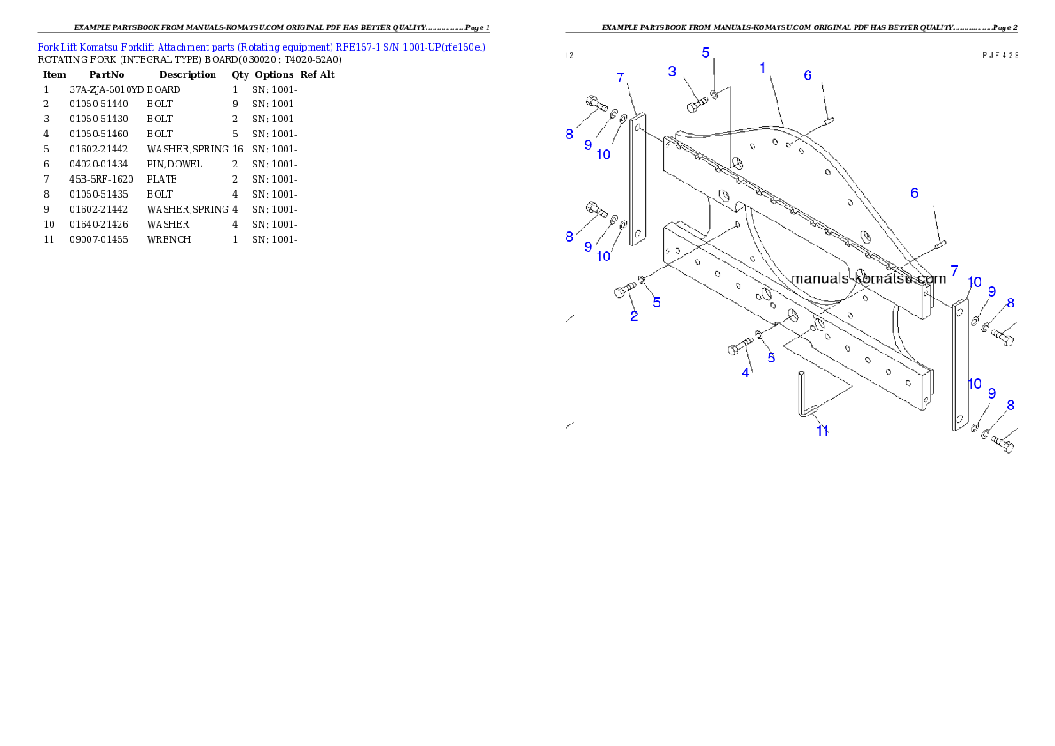 RFE157-1 S/N 1001-UP Partsbook