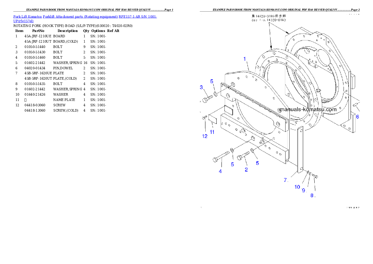 RFE157-1-AR S/N 1001-UP Partsbook