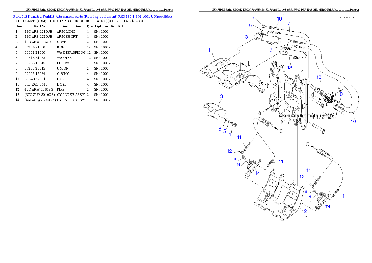 RSD459-1 S/N 1001-UP Partsbook