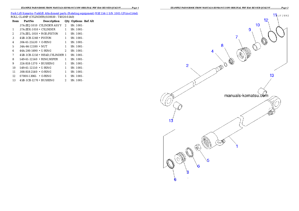 RSE156-1 S/N 1001-UP Partsbook