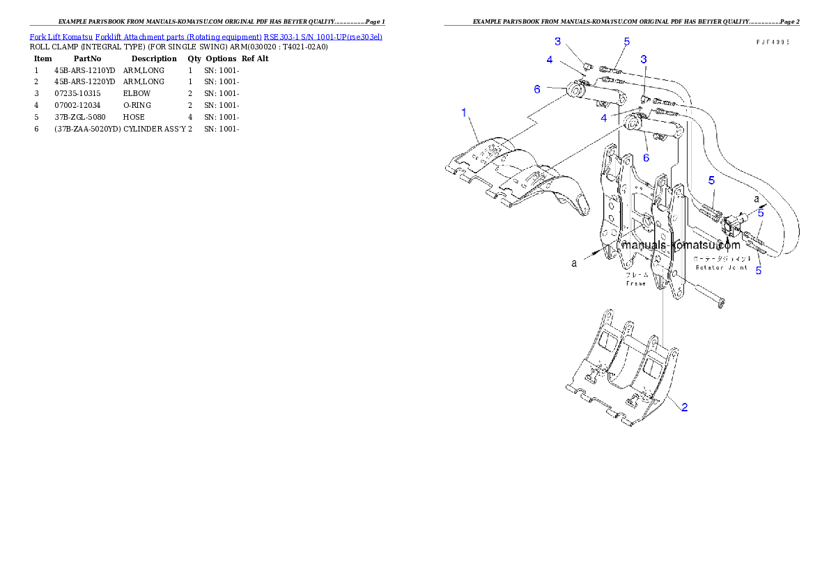 RSE303-1 S/N 1001-UP Partsbook