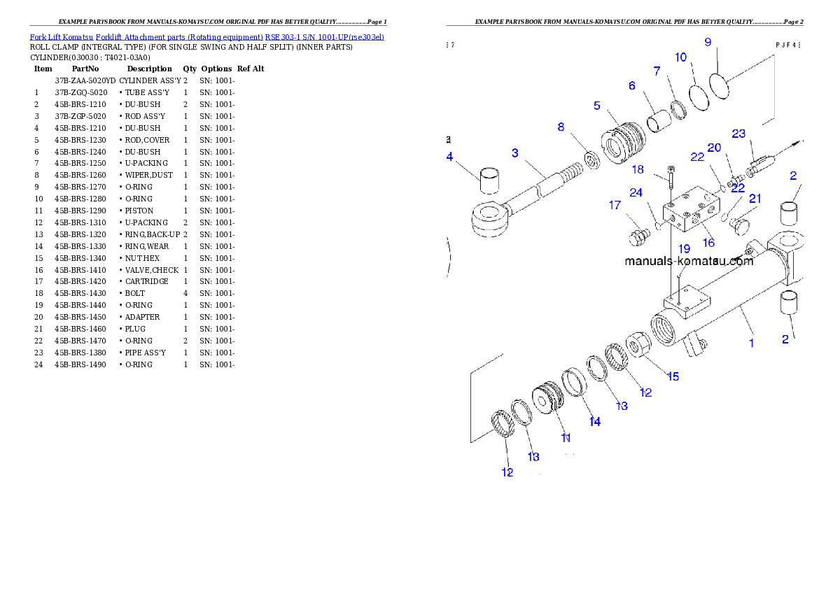 RSE303-1 S/N 1001-UP Partsbook