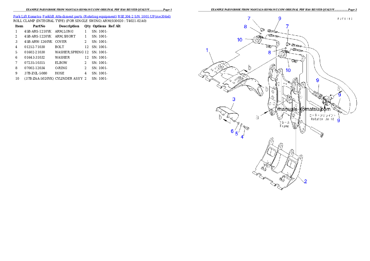 RSE304-2 S/N 1001-UP Partsbook